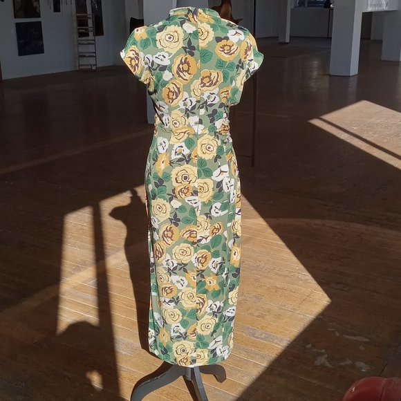 Donna Morgan yellow and green gathered wrap waist maxi dress - Picture 7 of 12